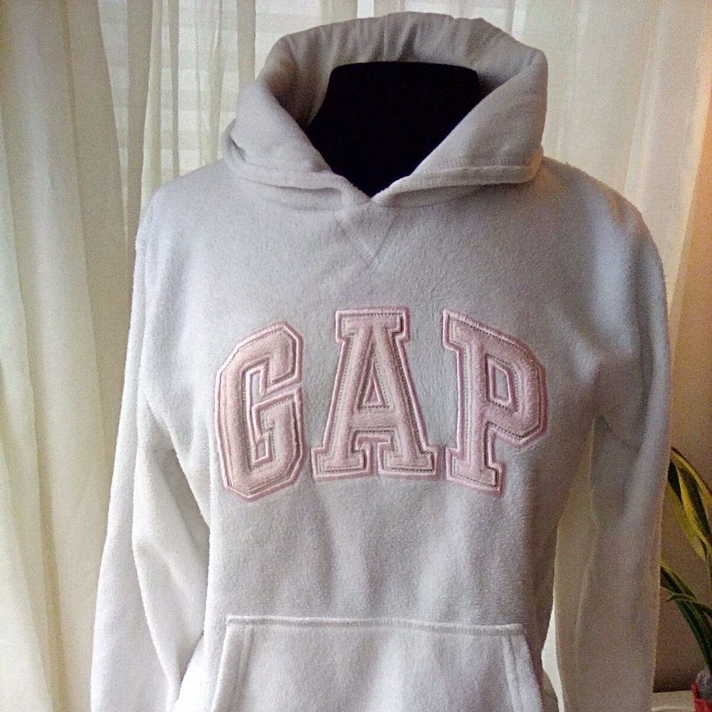 Kids Gap sweatshirt white with pink detail hooded size xxxl  B6